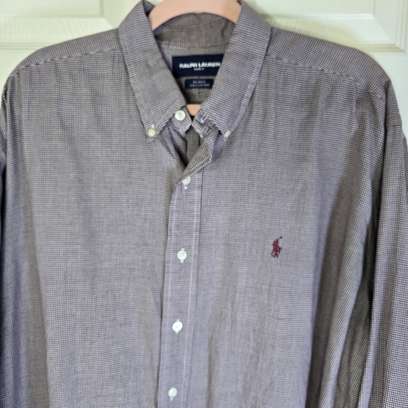 Ralph Lauren Golf Blake Men's Burgundy Tiny Check Cotton Shirt XL - Picture 2 of 12